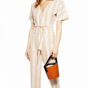 NWT Topshop Yellow Striped Linen Jumpsuit